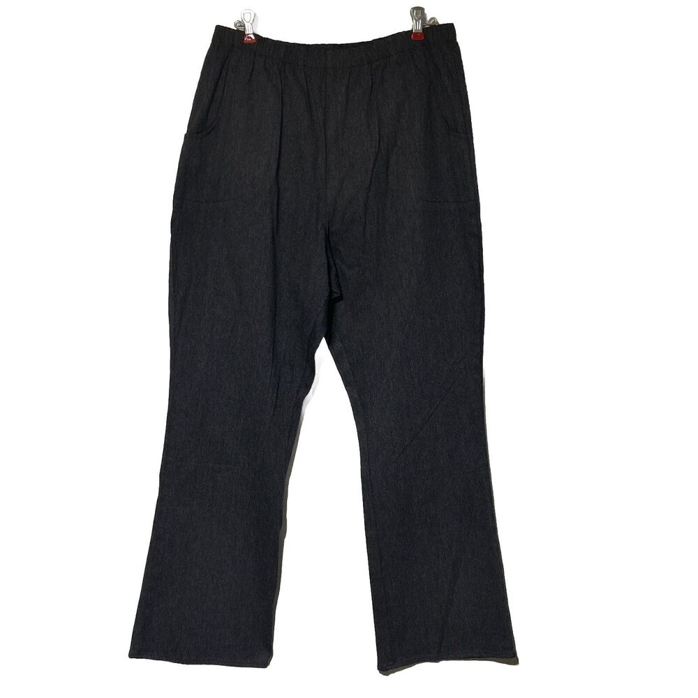 Roaman's Size 20W Dark Gray Pants Elastic Waist Pull On Straight Leg Stretch